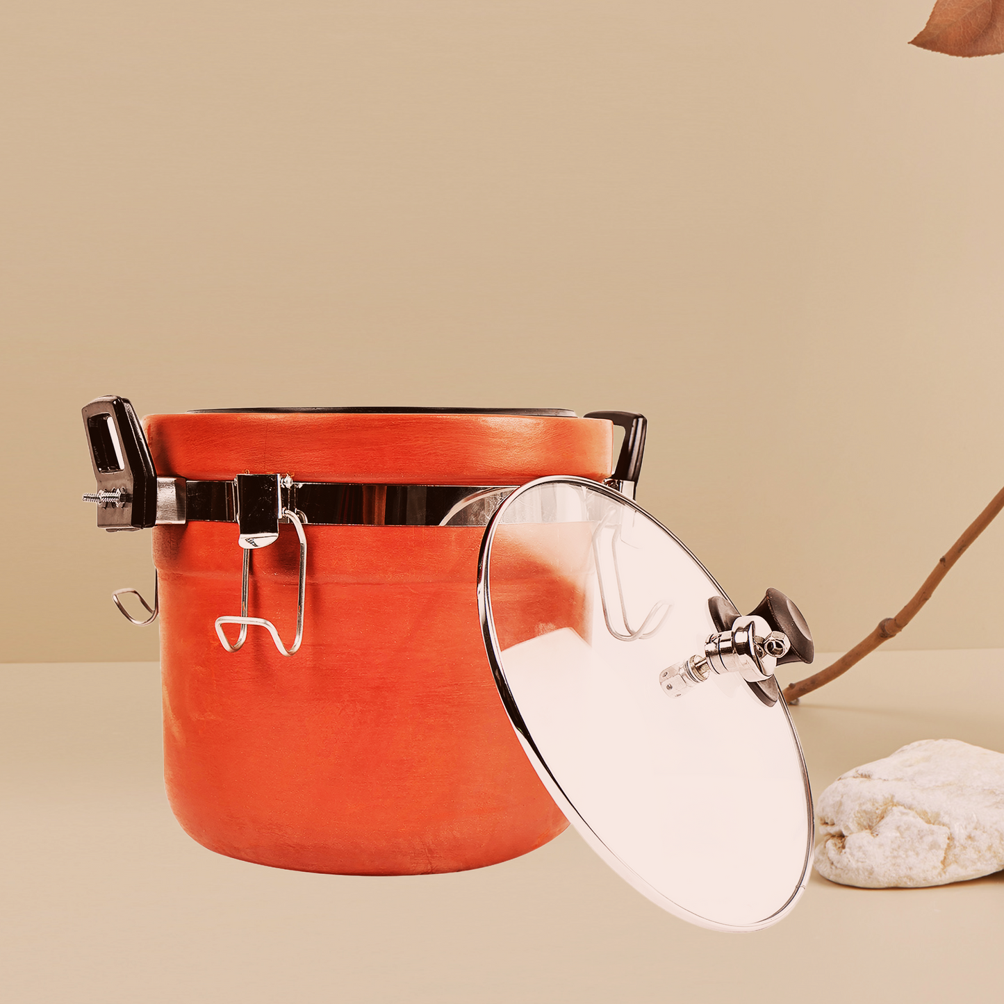 Clay Low Pressure Cooker with Glass Lid - 5 Litres (Mitti Ka Cooker)| Premium Earthenware | Best Offer