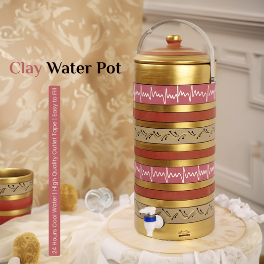Exquisite Clay Water Pot (Mitti ka Matka) | 10 Litres | Designer Earthenware