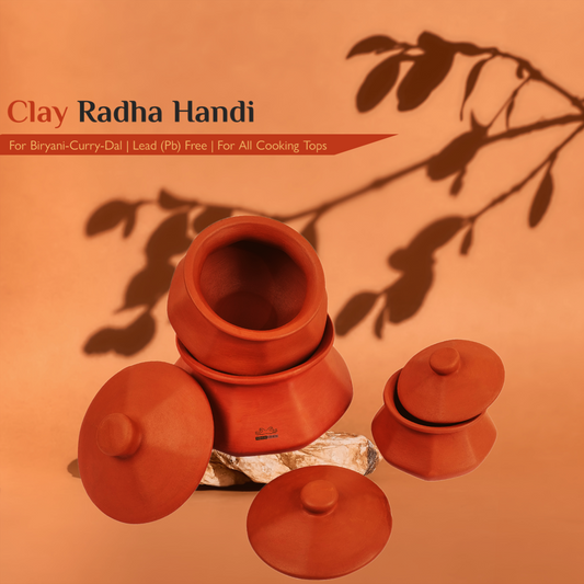 Clay/Mitti Radha Handi (1 Piece with Lid) | Designer Cookware