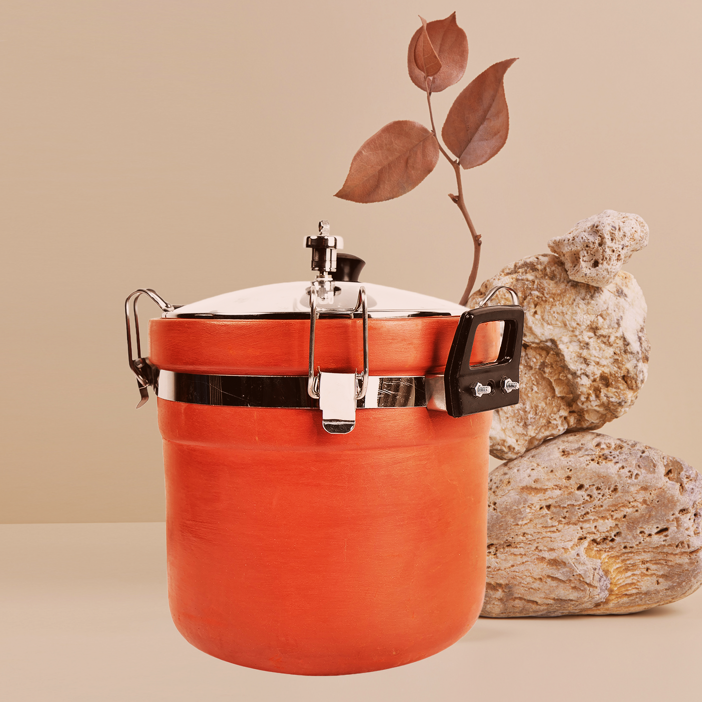 Clay Low Pressure Cooker with Glass Lid - 5 Litres (Mitti Ka Cooker)| Premium Earthenware | Best Offer