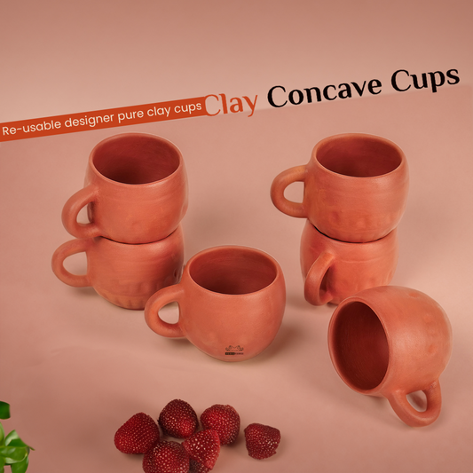 Clay Curvy Tea Cup (Set of 6) | Designer Earthenware