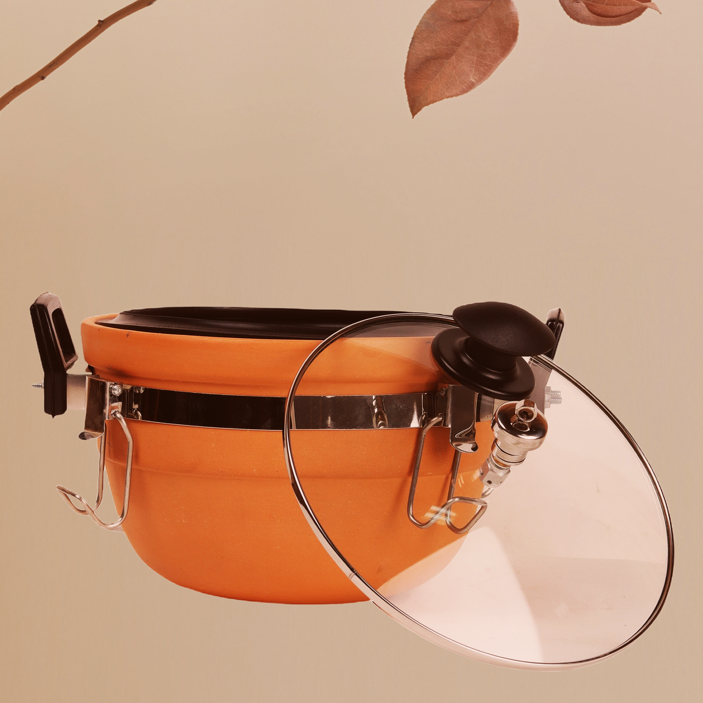 Clay Low Pressure Cooker with Glass Lid (3 Litres) (Mitti Ka Cooker) | Premium Earthenware | Best Offer