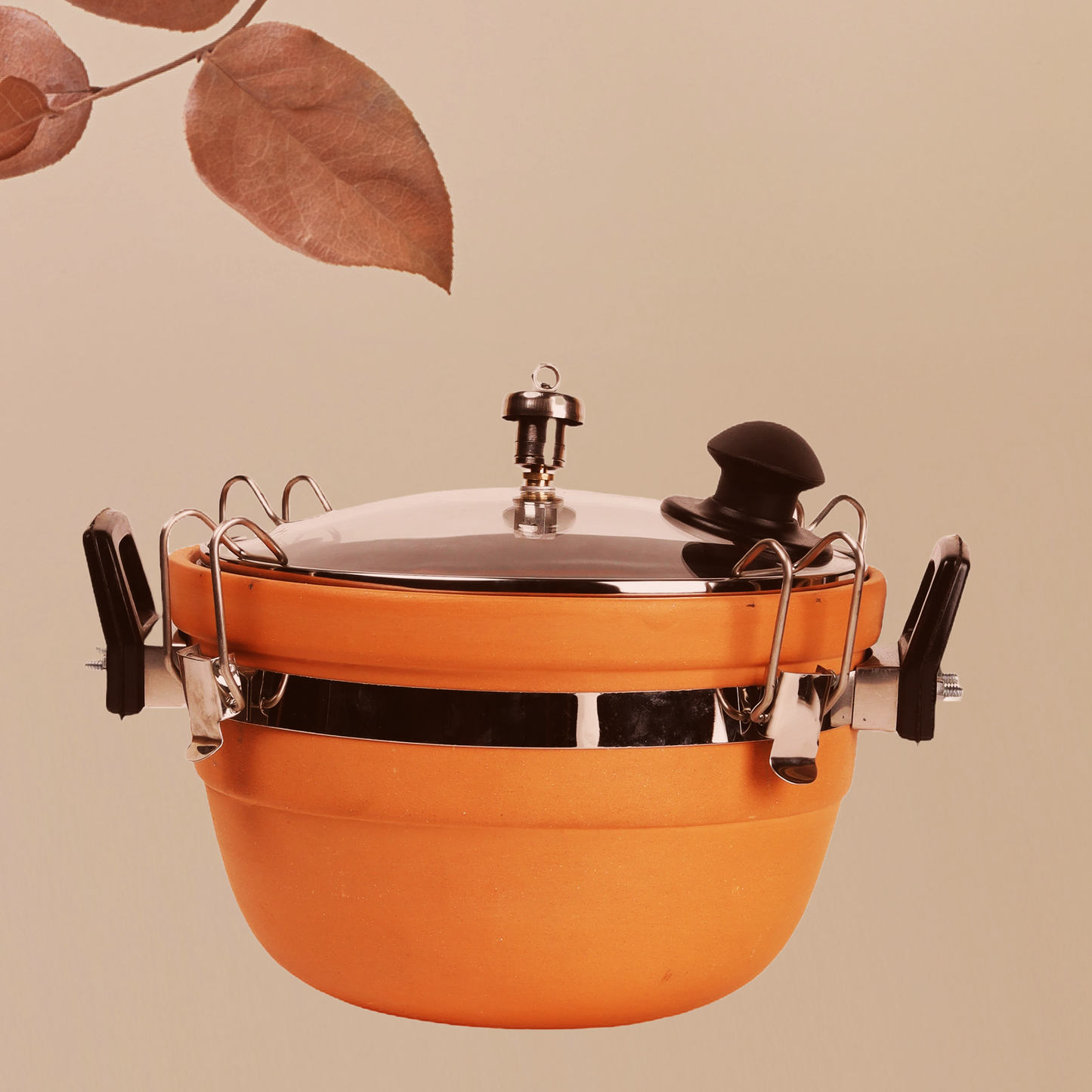 Clay Low Pressure Cooker with Glass Lid (3 Litres) (Mitti Ka Cooker) | Premium Earthenware | Best Offer