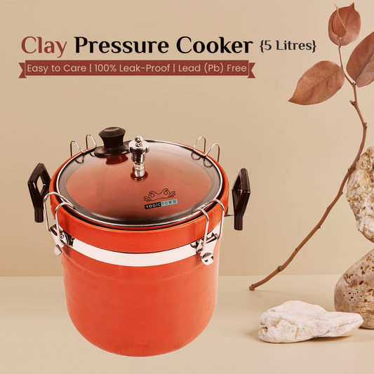 (Mitti ka Kukar) Clay Low Pressure Cooker with Glass Lid (5 Litres) | Premium Earthenware | Best Offer