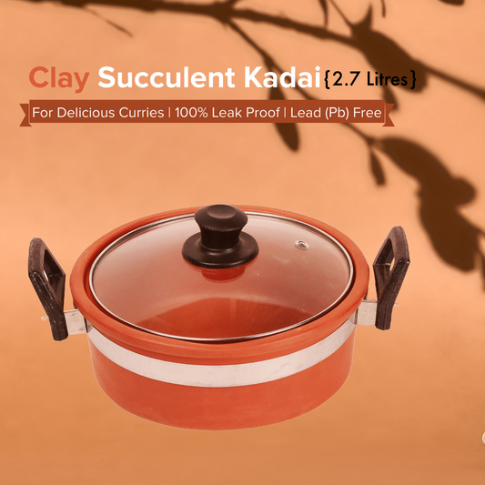 (Mitti) Clay Succulent Kadai for Curries | Premium Cooking Earthenware