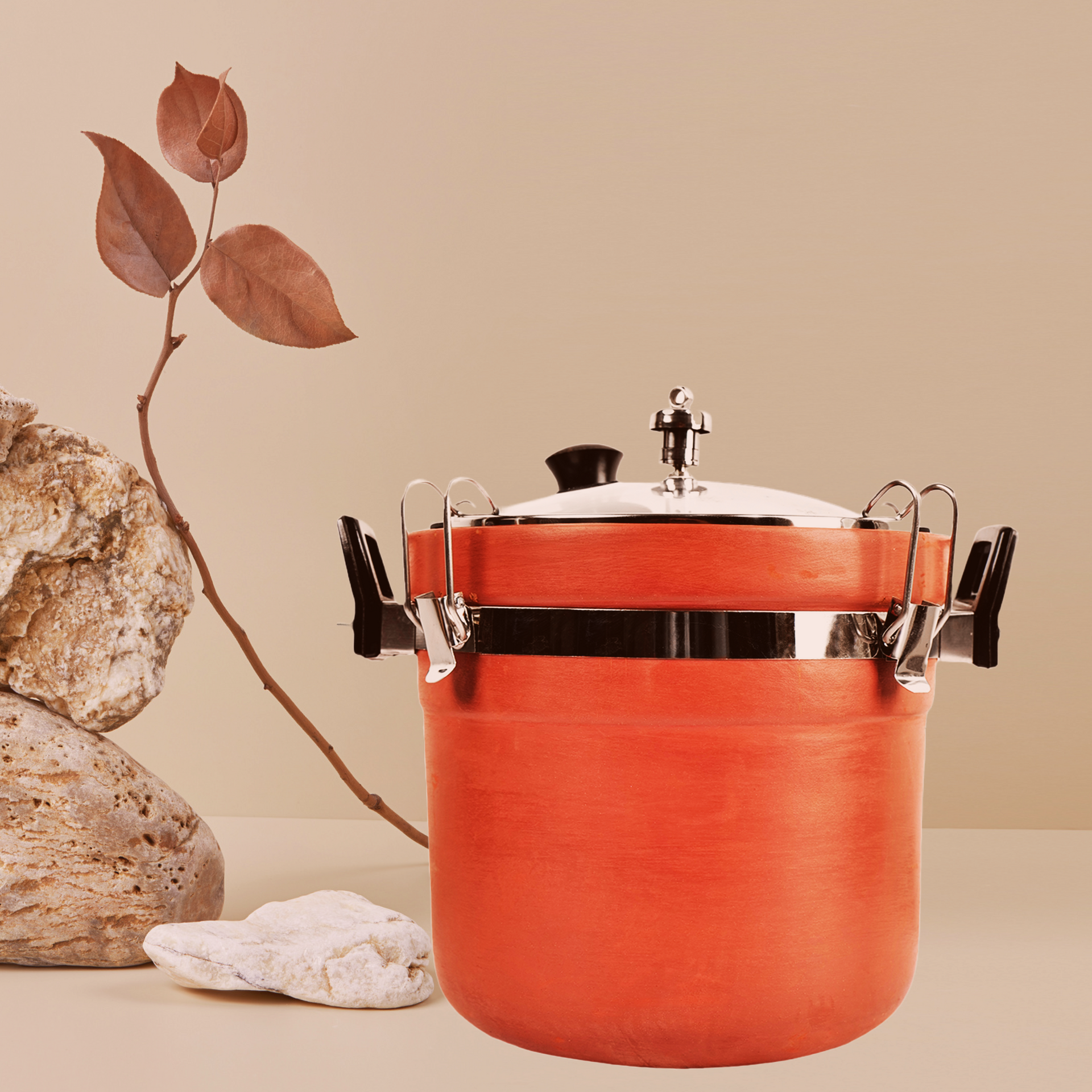 Mitti) Clay Pressure Cooker with Glass Lid (5 Litres)