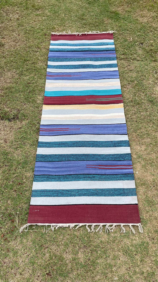 Natural Cotton Yoga Mat | 3mm | Multicoloured Stripes