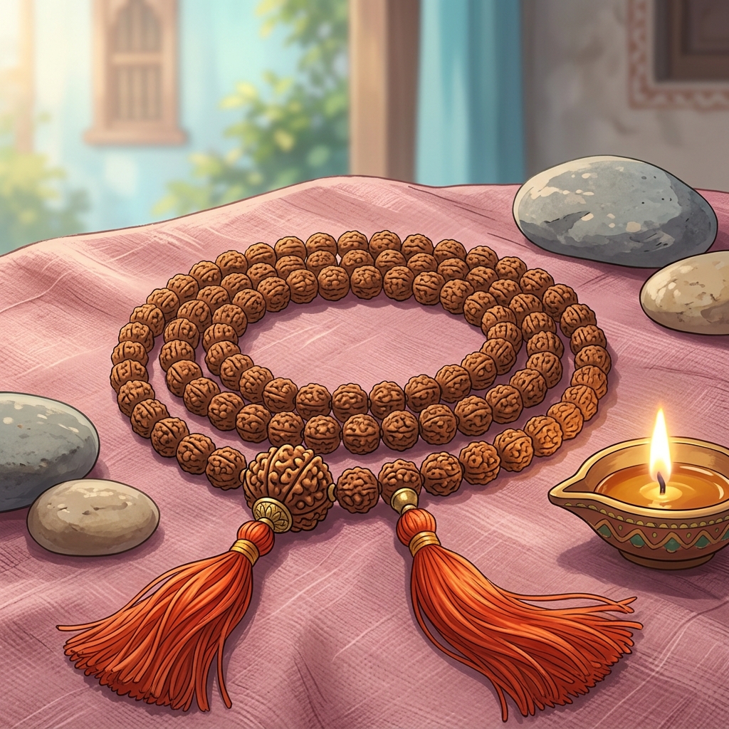 Authentic 108+1 Bead Panchamukhi Rudraksha Japa Mala